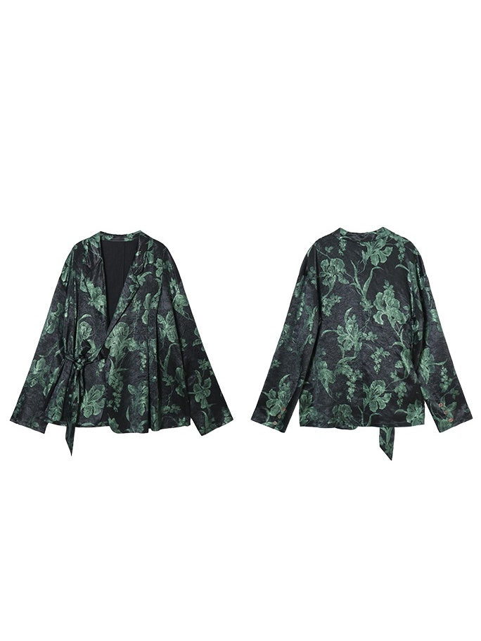 Glossy Flower Retro Oversize Nichi Metallic Jacket