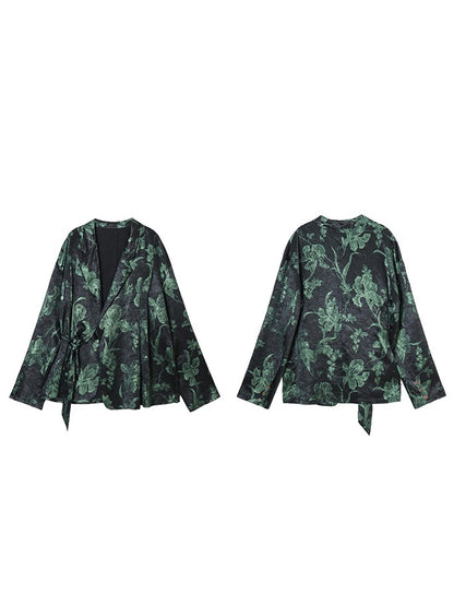 Glossy Flower Retro Oversize Nichi Metallic Jacket