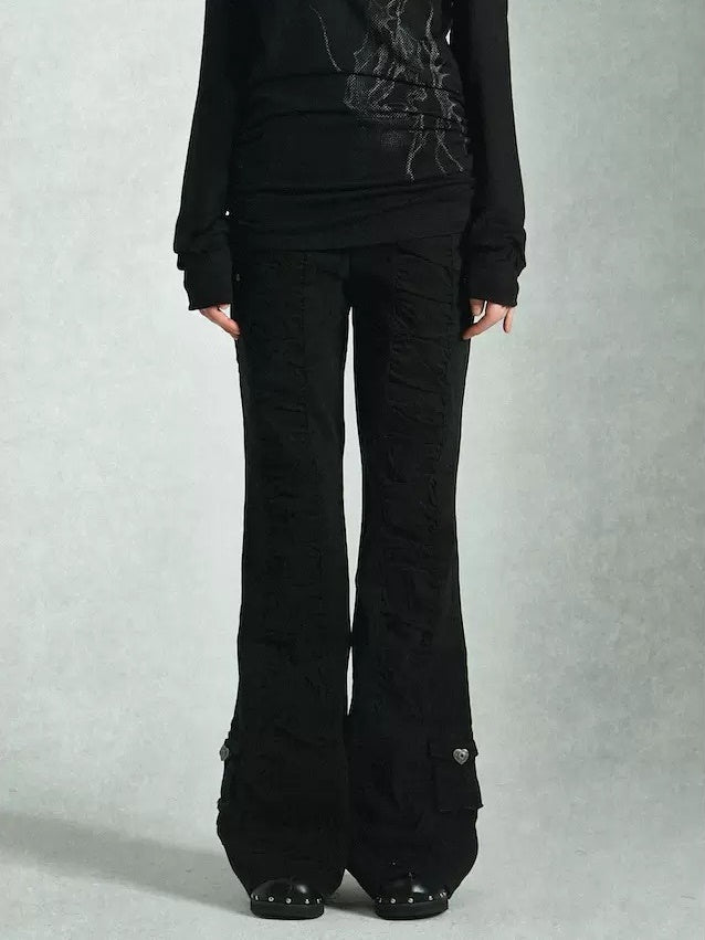 Pleated Slim Flared Pants