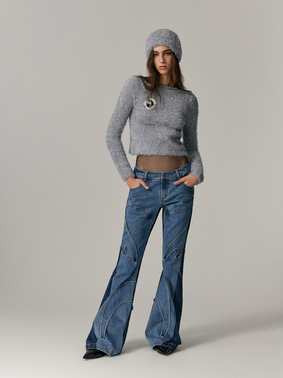 Slim Simple Retro Bi-Color Knit