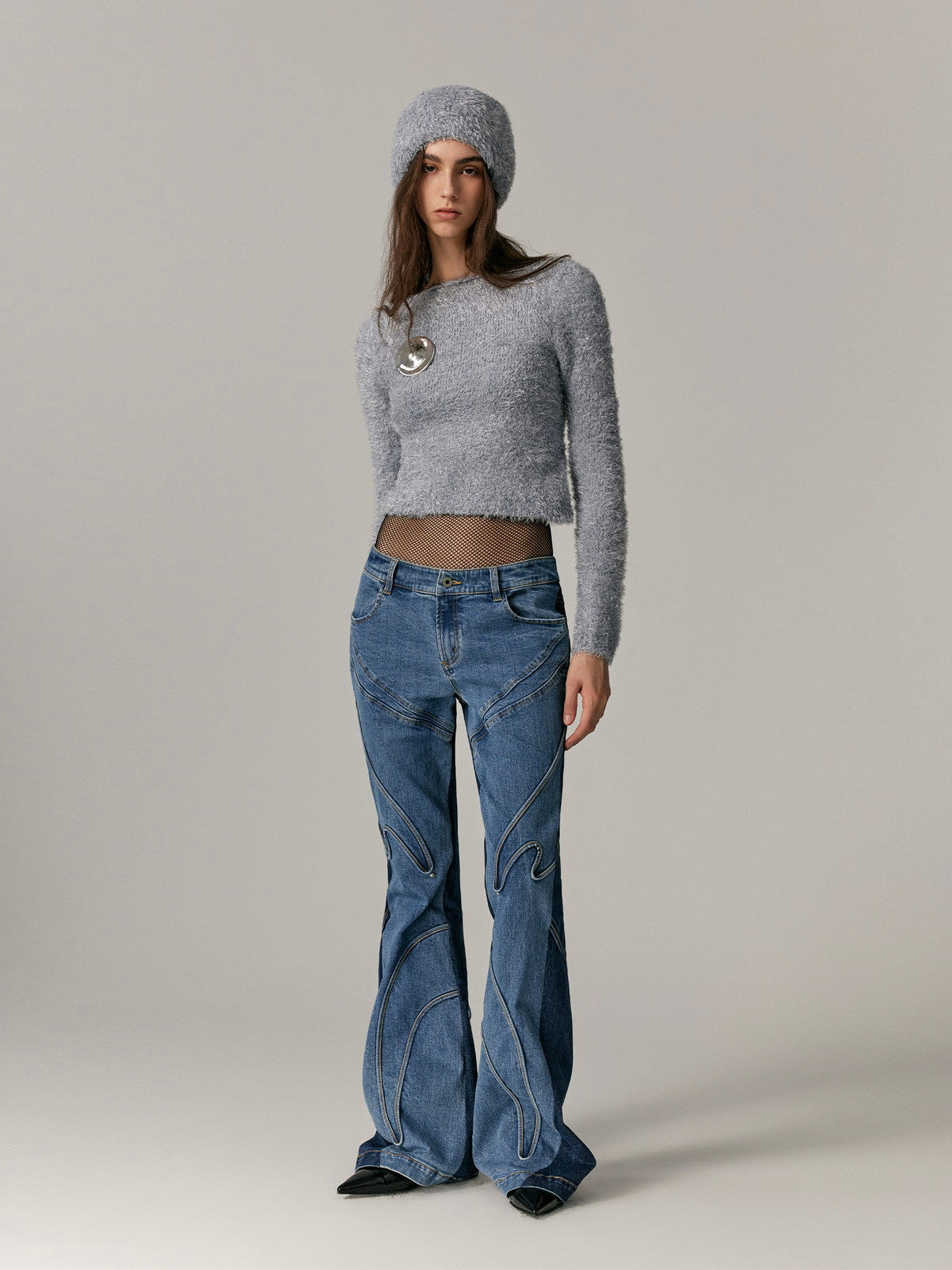 Slim Simple Retro Bi-Color Knit