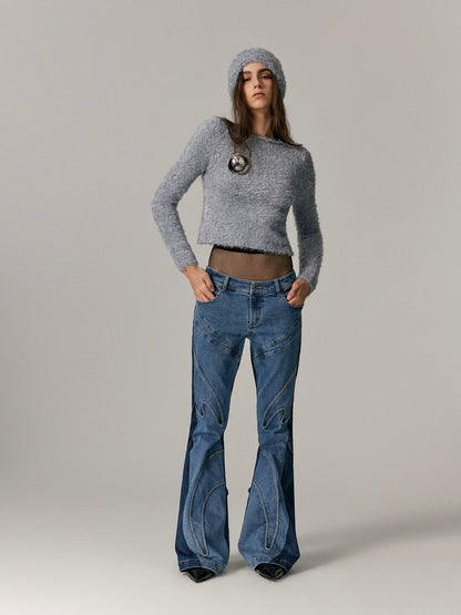 Slim Simple Retro Bi-Color Knit