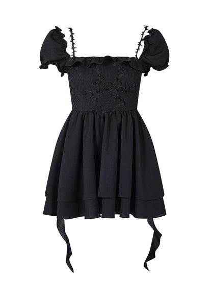 2Way Ruffle Tiered Embroidery Mini-One-Piece