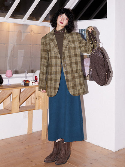 Checked Retro Oversize Casual Chic Jacket