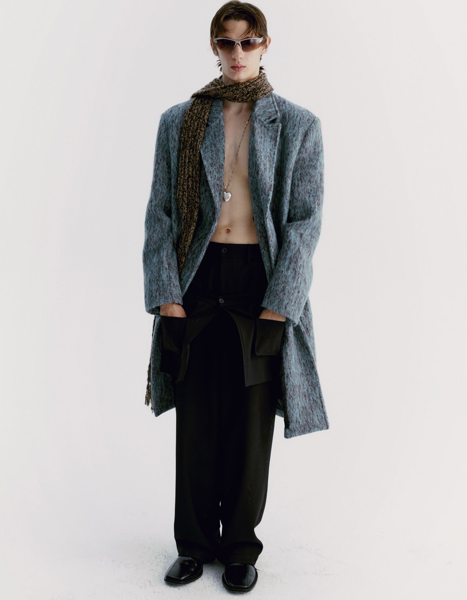 Unisex Speckled Wool Retro Ovresize Long-Coat