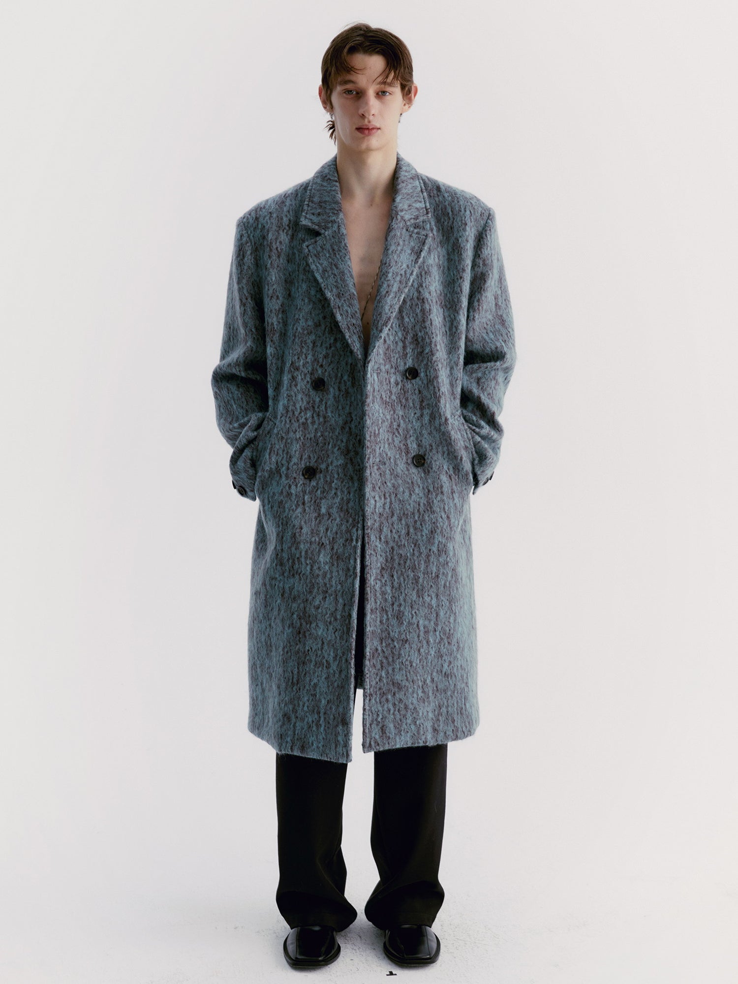 Unisex Speckled Wool Retro Ovresize Long-Coat