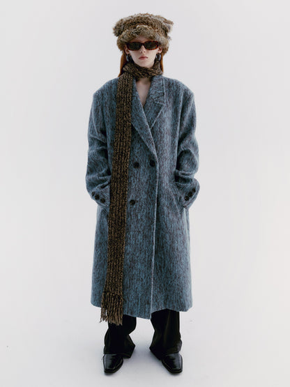 Unisex Speckled Wool Retro Ovresize Long-Coat