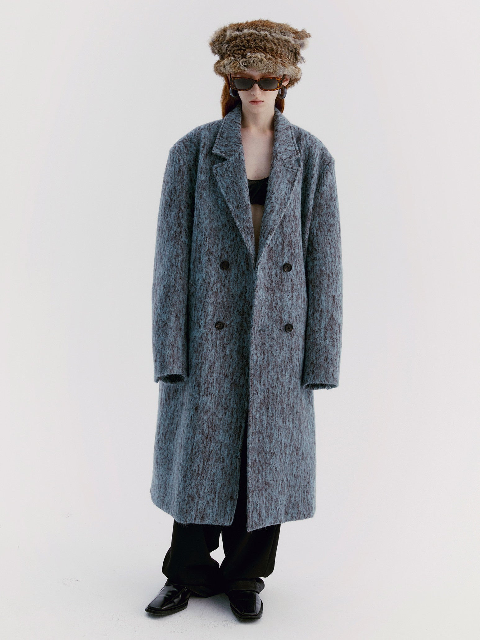 Unisex Speckled Wool Retro Ovresize Long-Coat