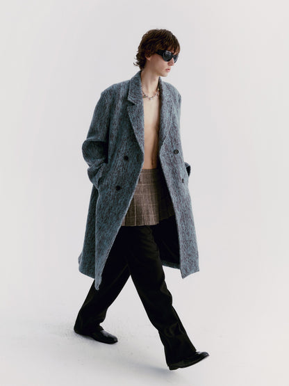 Unisex Speckled Wool Retro Ovresize Long-Coat