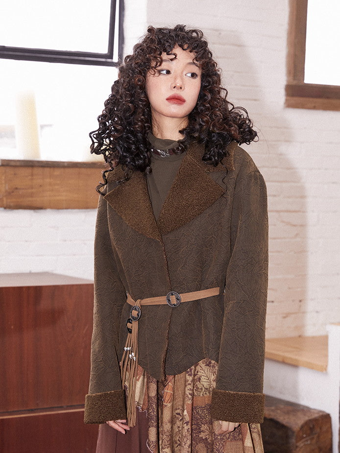 Wool Boa Vintage Asymmetry Retro Jacket