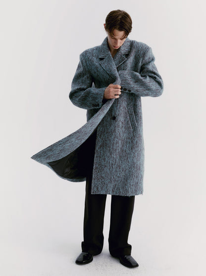 Unisex Speckled Wool Retro Ovresize Long-Coat