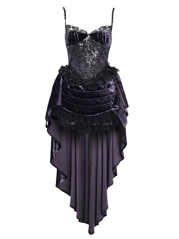 Gothic Velvet Fish-tail Princess Lace Cross One-pièce