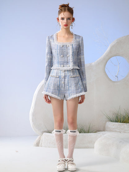 Jacket＆Short-Pants Tweed Suit Lace Set-Up