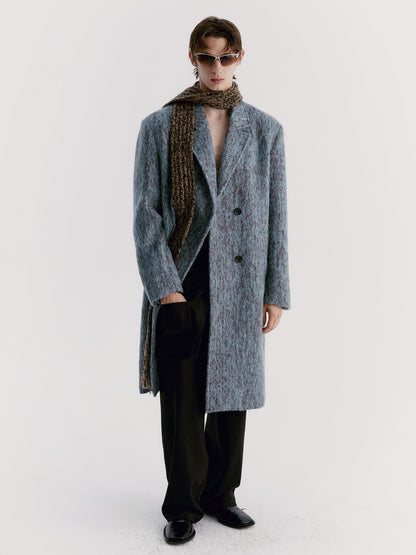 Unisex Speckled Wool Retro Ovresize Long-Coat