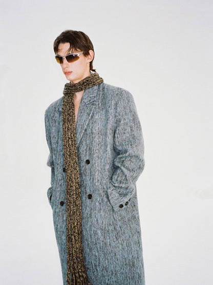 Unisex Speckled Wool Retro Ovresize Long-Coat