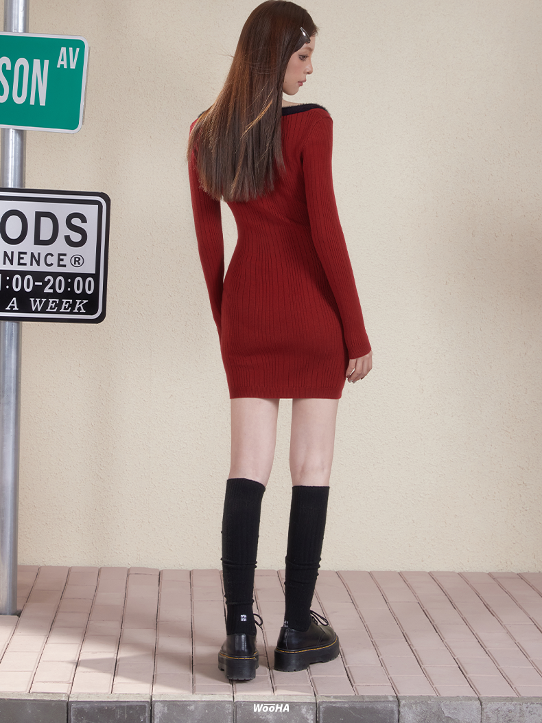 Sexy Tight Body-Conscious Muffler Knit One-Piece