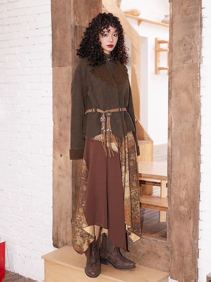 Wool Boa Vintage Asymmetry Retro Jacket