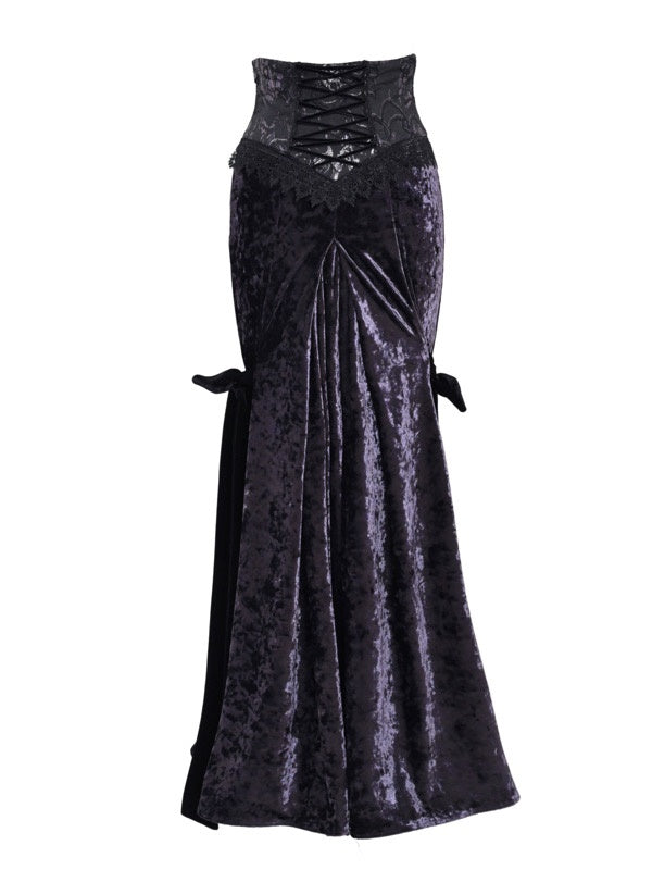 Gothic Velvet Lace-Up Lace Mermaid Long-Skirt