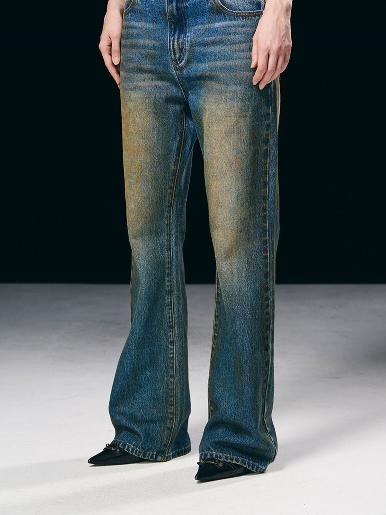 Faded Vintage Denim Straight Pants