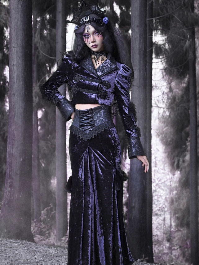 Gothic Velvet Spitze Blumenbluse Bluse