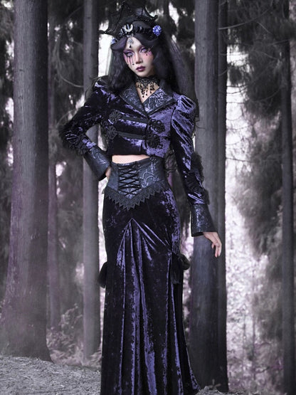 Gothic Velvet Spitze Blumenbluse Bluse