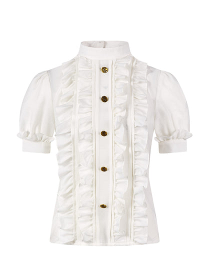 Frill Classy Retro Chic Blouse＆Short-Pants