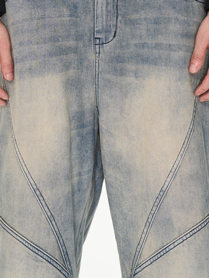 Verblasste Denim -Flare -Weithose