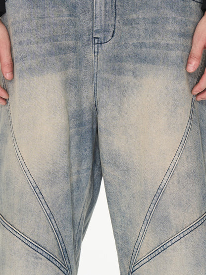 Pantalon large de jean fané