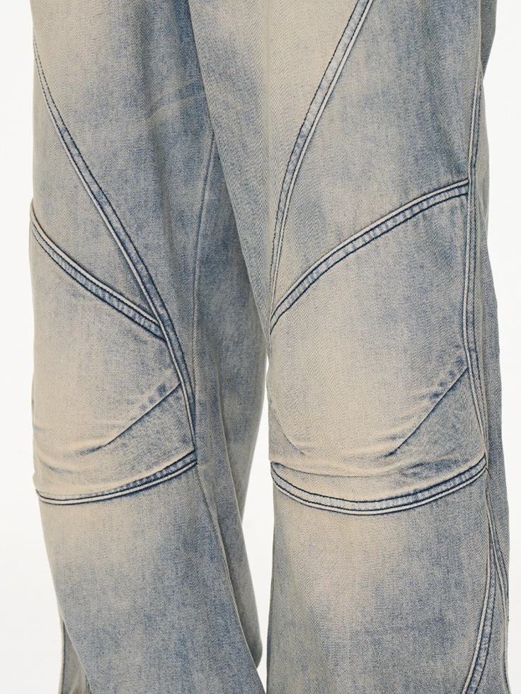 Pantalon large de jean fané