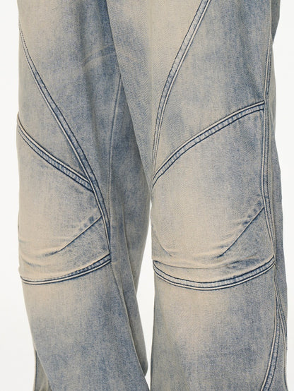 Verblasste Denim -Flare -Weithose