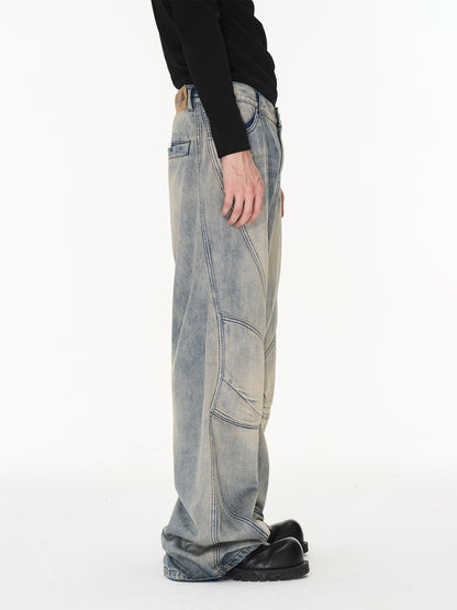 Pantalon large de jean fané