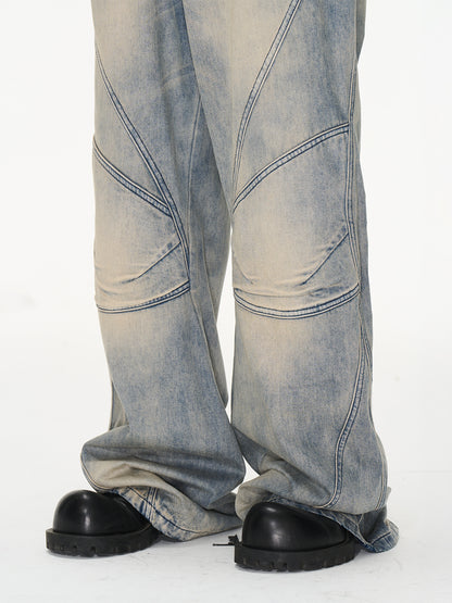 Pantalon large de jean fané