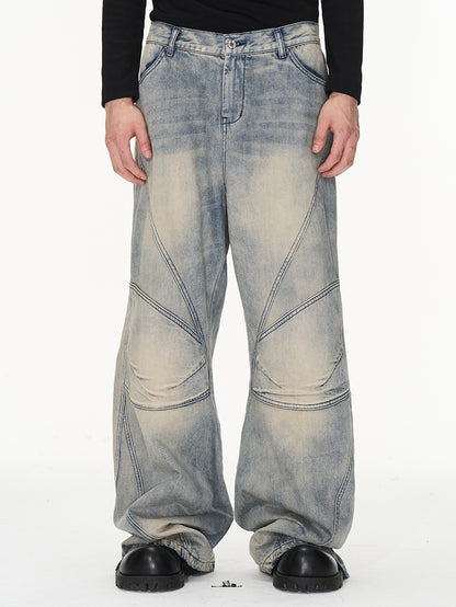 Verblasste Denim -Flare -Weithose