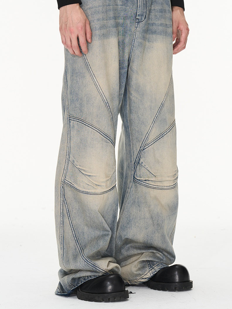 Pantalon large de jean fané