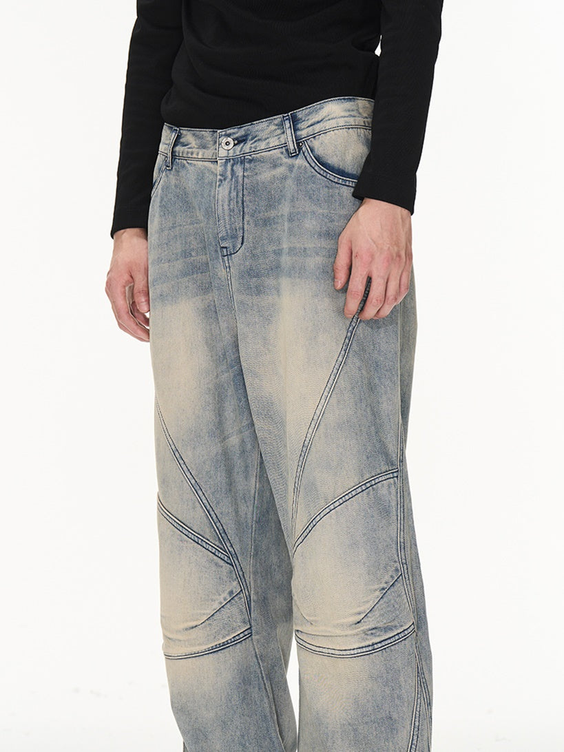 Verblasste Denim -Flare -Weithose