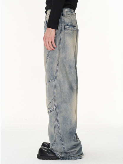 Pantalon large de jean fané