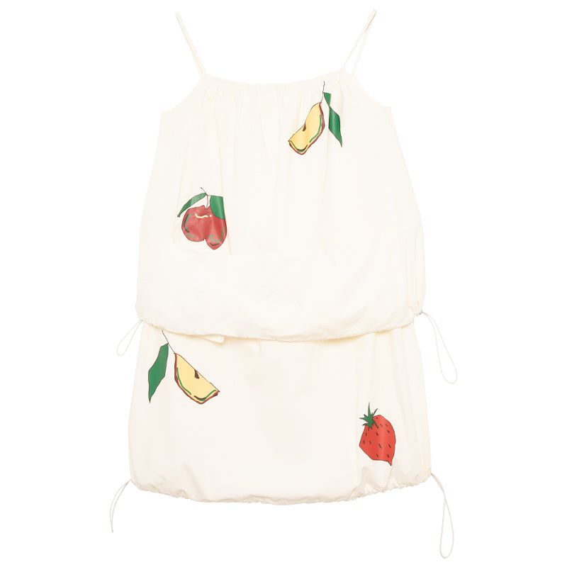 Drawstring Retro Strawberry Apple One-Piece