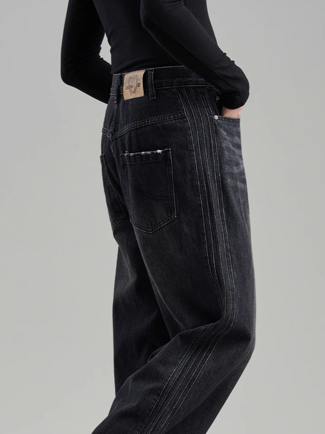 Pantalon décontracté en jean droit