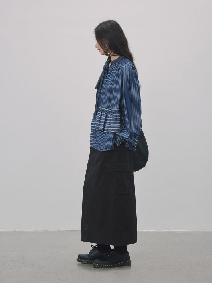 Stripe Border Asymmetri Nichi Shirt