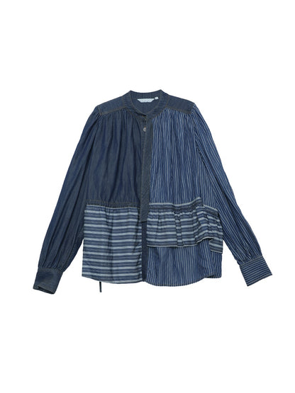 Stripe Border Asymmetri Nichi Shirt