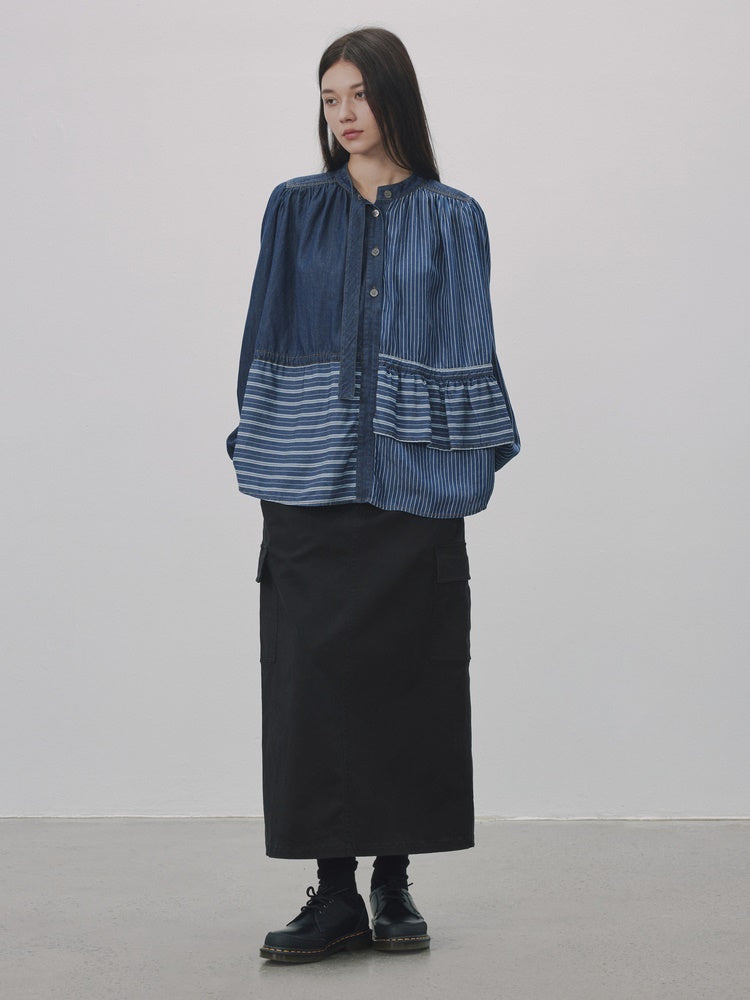 Stripe Border Asymmetri Nichi Shirt