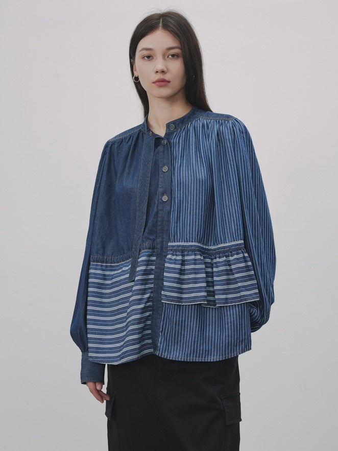 Stripe Border Asymmetri Nichi Shirt