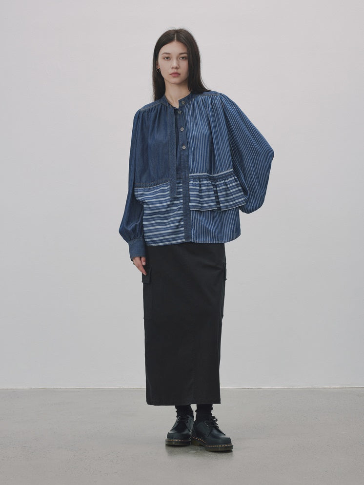 Stripe Border Asymmetri Nichi Shirt