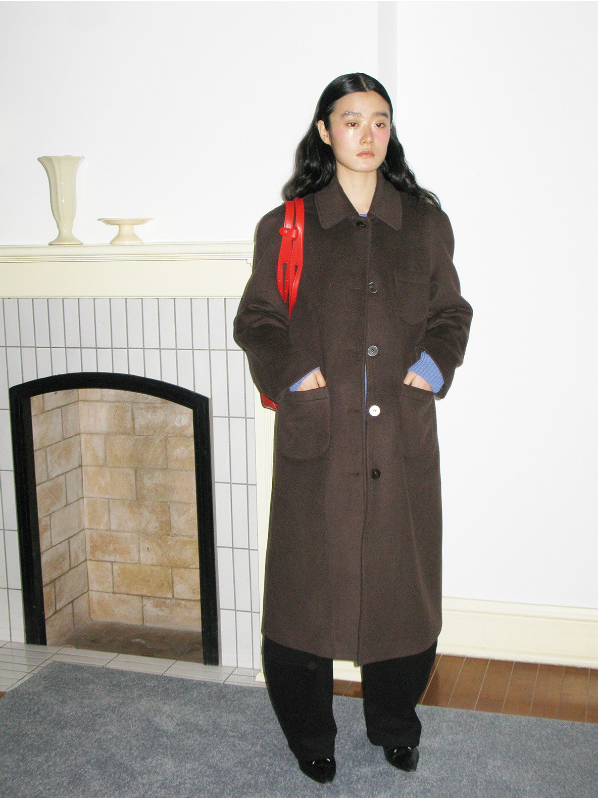 Wool Long Chic Simple Soutiencollar-Coat