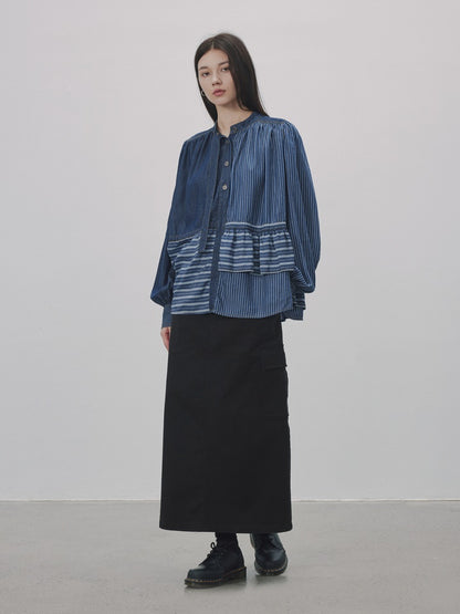 Stripe Border Asymmetri Nichi Shirt