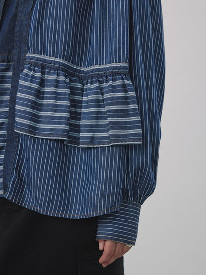 Stripe Border Asymmetri Nichi Shirt