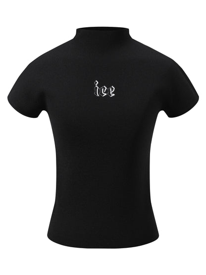 High-Neck Tight Casual Logo Cutsew