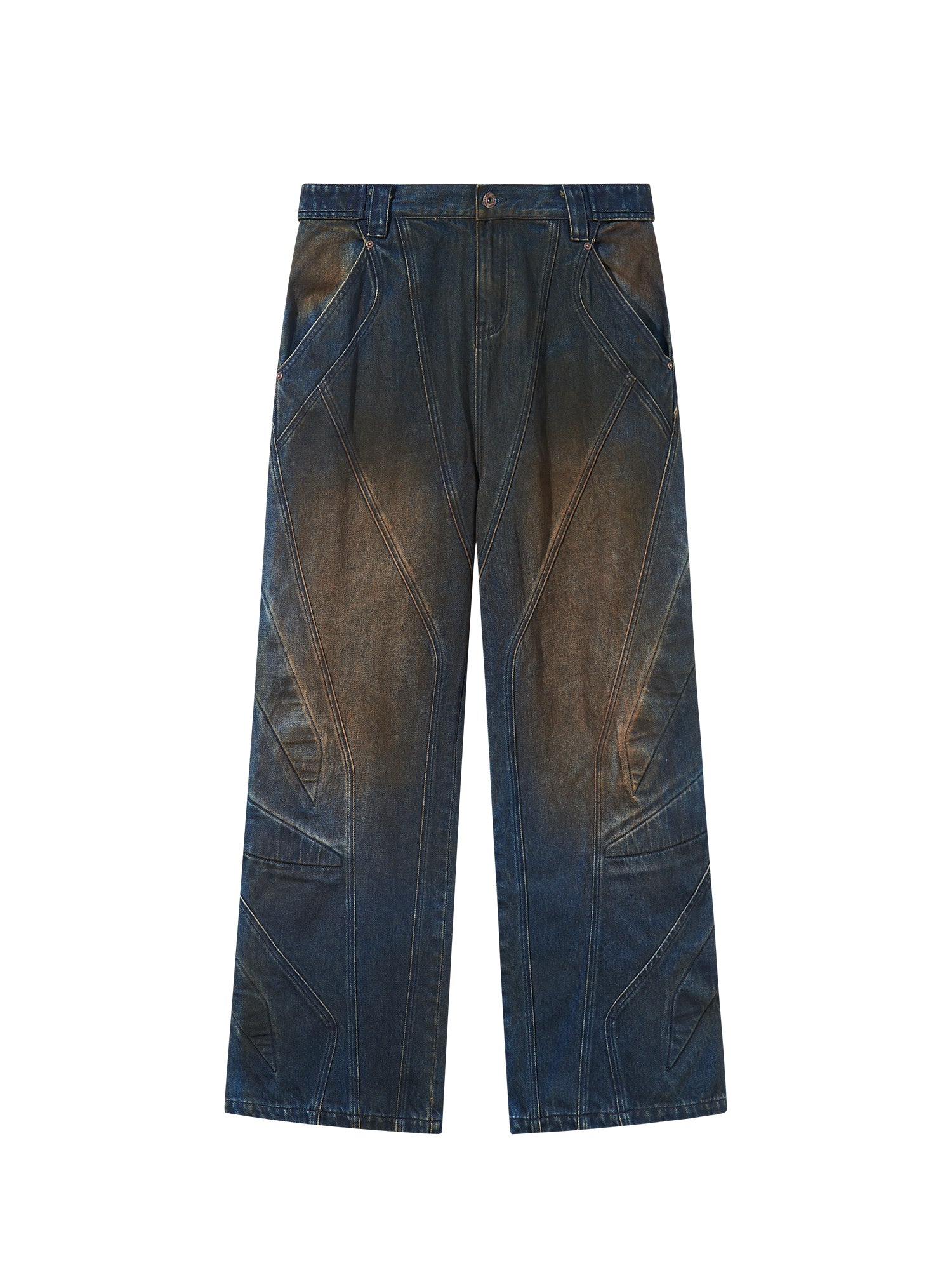 Denim Faded Wide-Leg Casual Straight Pants – ARCANA ARCHIVE