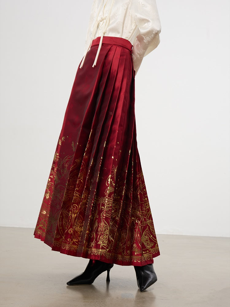 China Embroidery Elegant Butterfly Flare Pealts Long-Skirt