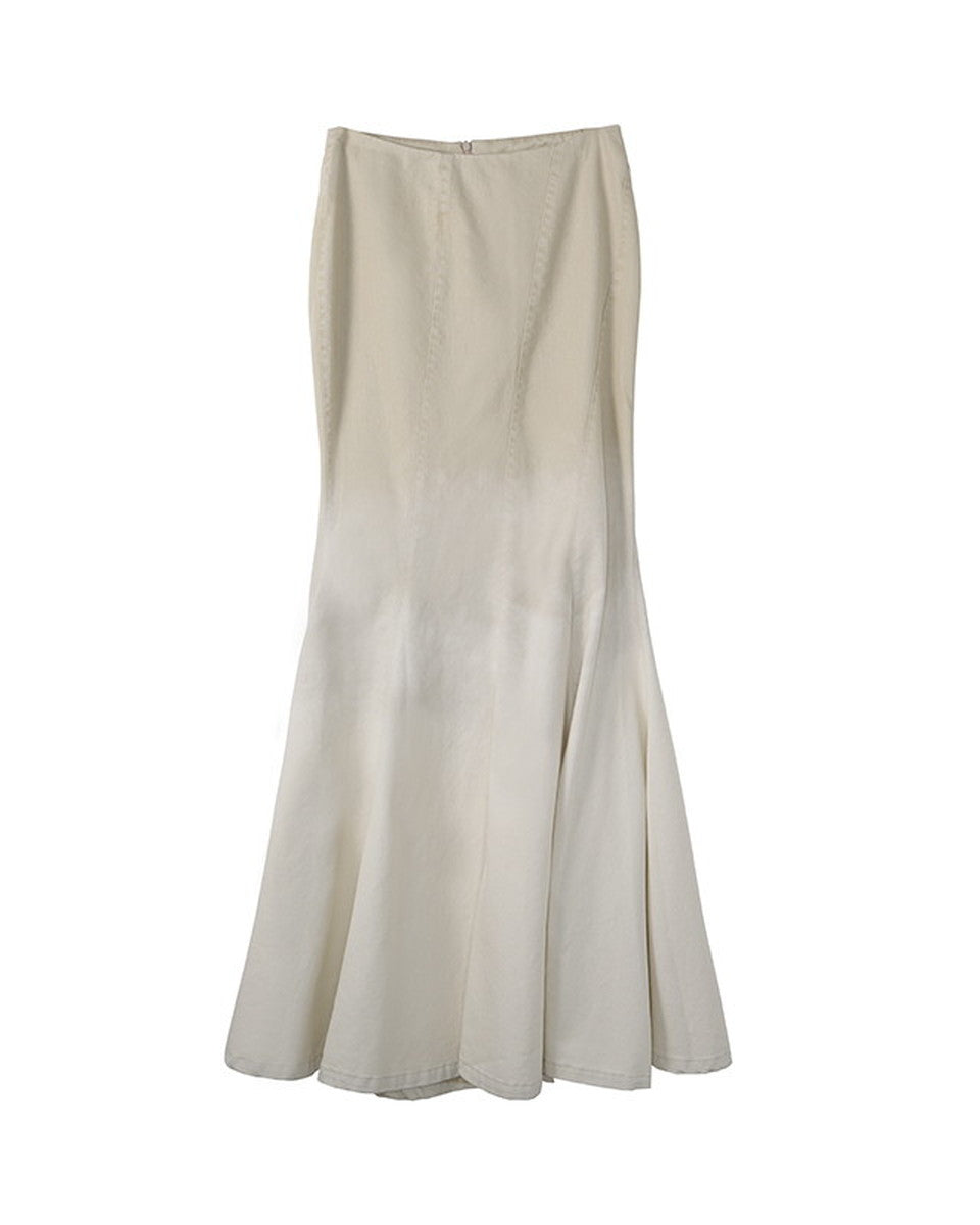 Maemaid Elegant Denim Gradation Long-Skirt